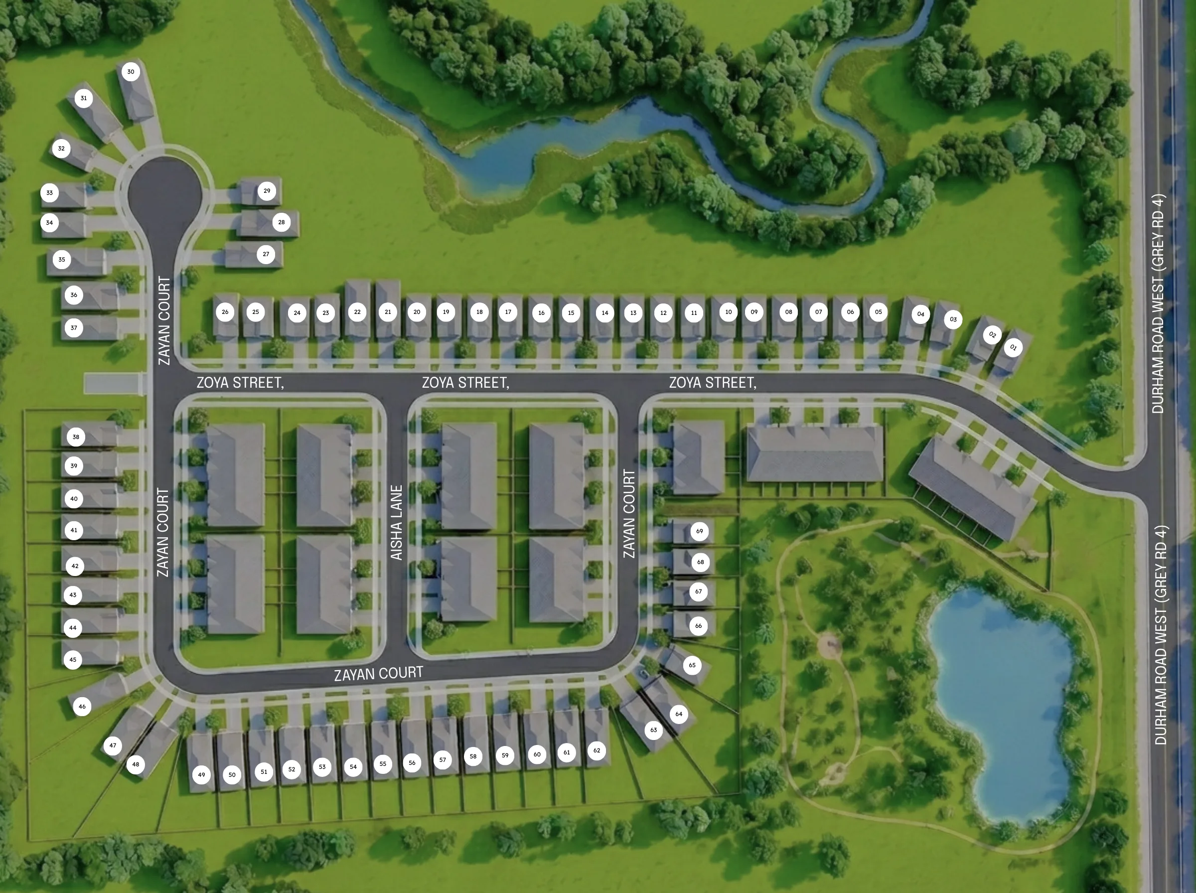 Top view of the West Grey Meadows site plan